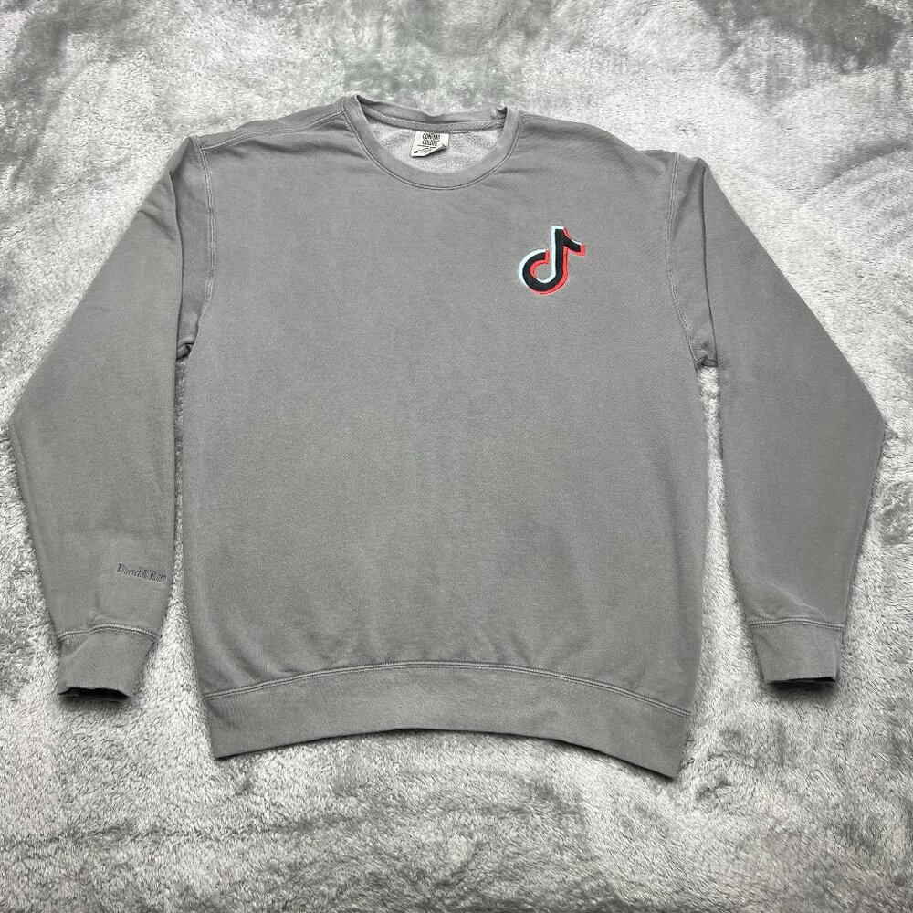 Tik Tok Sweatshirt Mens Medium Gray Social Medium Pullover Sweater